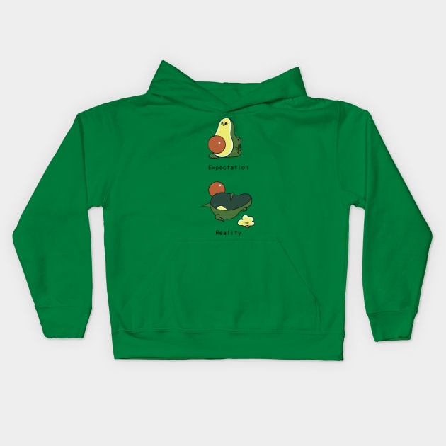 Avocado First Time Yoga Kids Hoodie by huebucket